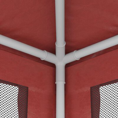 vidaXL Festtelt med 4 sidevegger av netting rød 2,5x2,5 m HDPE