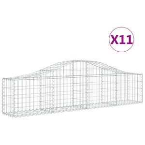 vidaXL Gabionkurver buede 11 stk 200x30x40/60 cm galvanisert jern