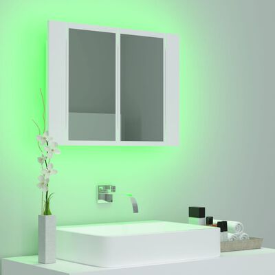 vidaXL LED-speilskap hvit 60x12x45 cm akryl