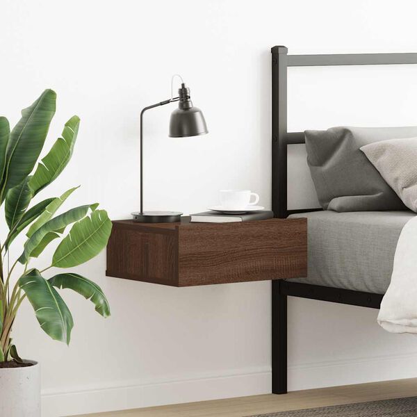 vidaXL Flytende nattbord brun eik 40x30x15 cm konstruert tre