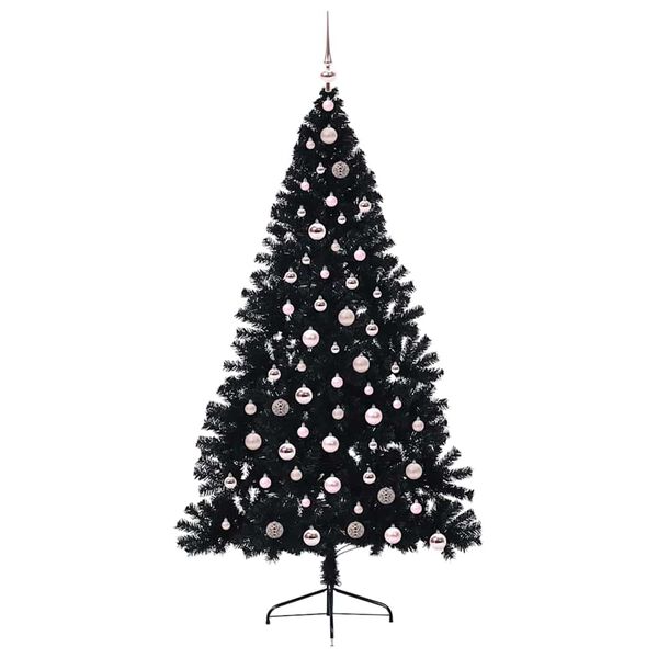 vidaXL Kunstig Forh&aring;ndsopplyst Juletre med 300 LED Svart 210 cm PVC
