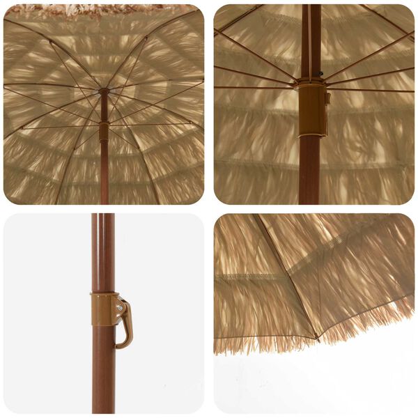 vidaXL Strandparasol Naturlig 255 x 255 x 255 cm Polyester og st&aring;l