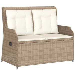 vidaXL Hagebenk med pute Beige Poly rattan