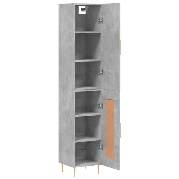 vidaXL Highboard betonggr&aring; 34,5x34x180 cm konstruert tre