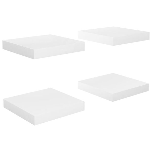 vidaXL Flytende vegghyller 4 stk h&oslash;yglans hvit 23x23,5x3,8 cm MDF