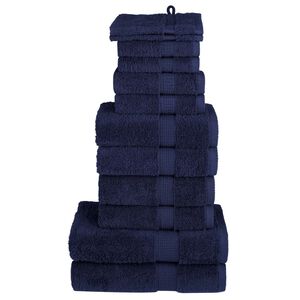 vidaXL Premium h&aring;ndklesett 12 deler SOLUND marinebl&aring; 600 g/m2
