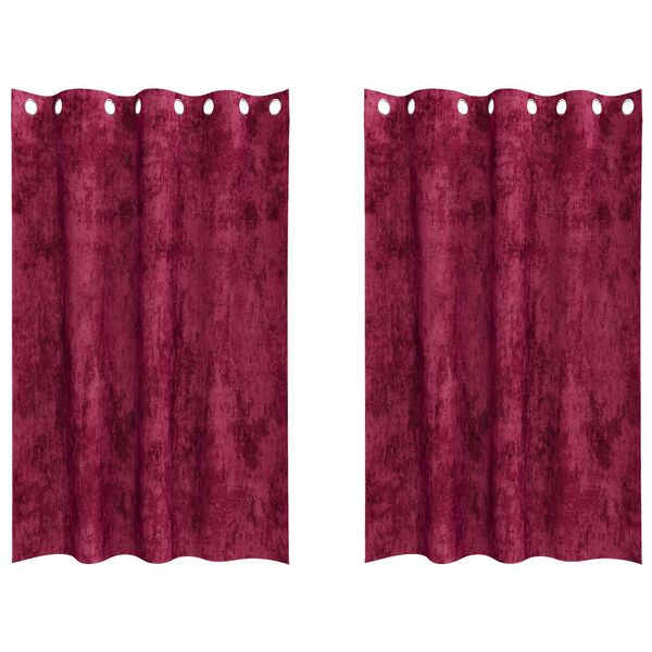 vidaXL Fløyel Gardiner med gardiner 2 pcs Vinrød 175 x 140 cm Fløyel