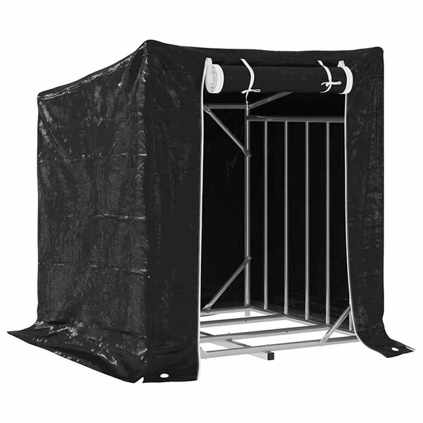 vidaXL Vedstativ med regntrekk 100,5x100,5x110,5 cm galvanisert stål