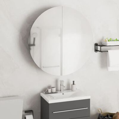 vidaXL Baderomsskap med rundt speil og LED grå 54x54x17,5 cm