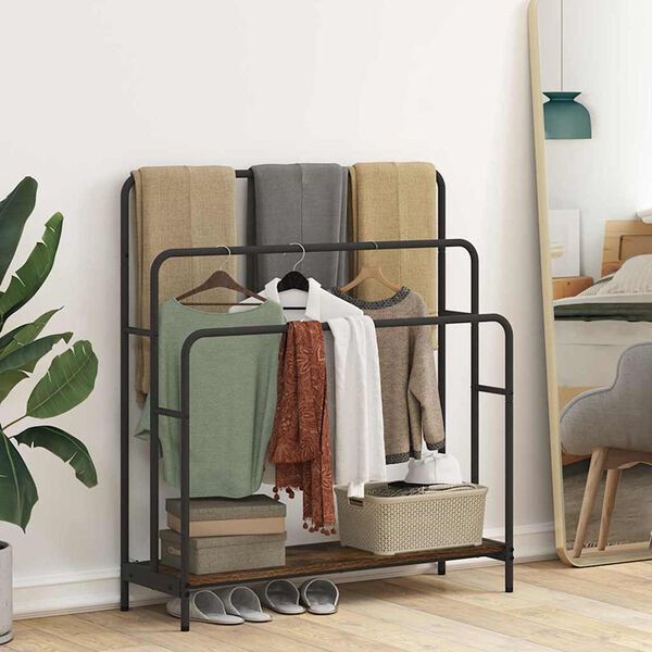 vidaXL Klesstativ med hylle R&oslash;kt eik 90 x 30 x 100,5 cm Konstruert tre