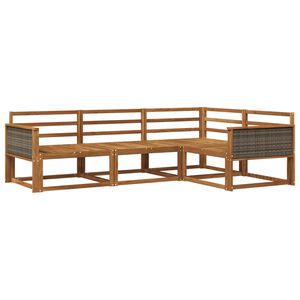 vidaXL Utend&oslash;rs sofa-sett 4 pcs Naturlig Solid akasietre