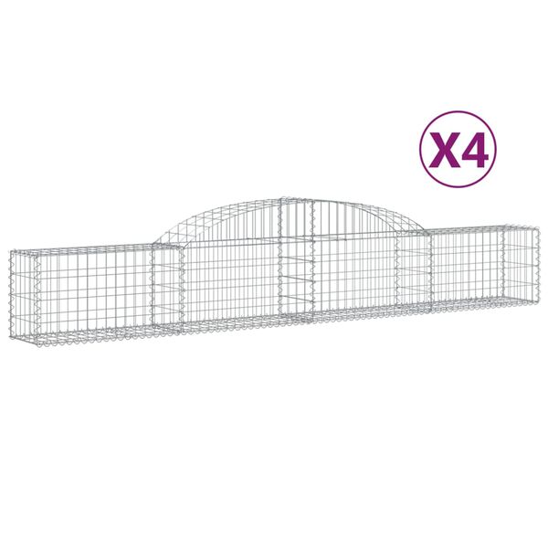 vidaXL Gabionkurver buede 4 stk 300x30x40/60 cm galvanisert jern