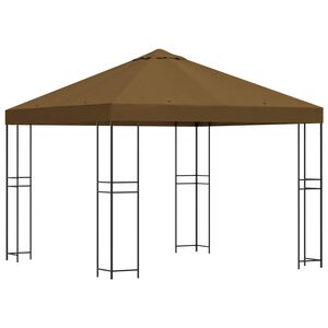 vidaXL Paviljong 3 x 3 m Gr&aring;brun Polyester og st&aring;l 190 gsm