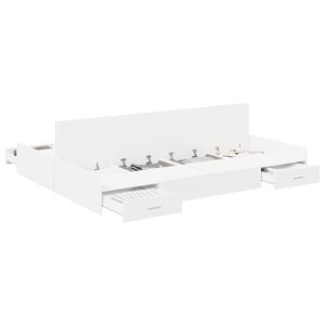 vidaXL Seng med lagring med skuff Hvit 140 x 190 cm Konstruert tre