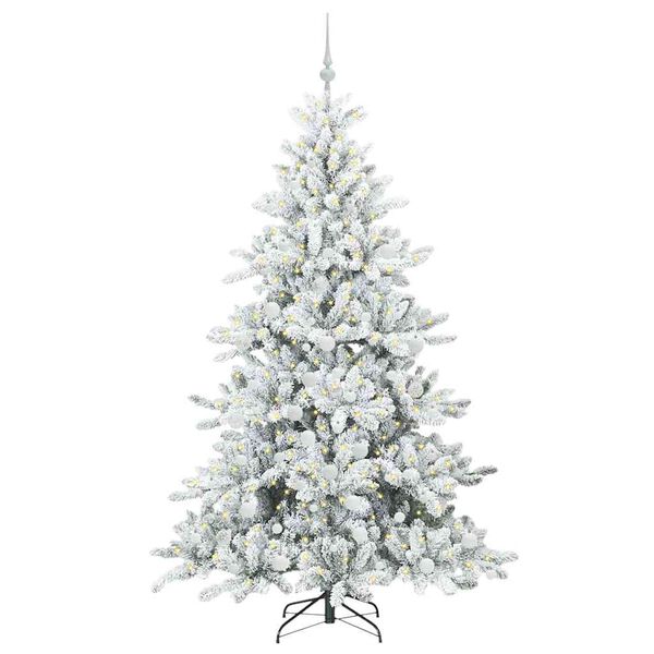 vidaXL Kunstig sammensatt juletre med 300 LED Hvit 180 cm PVC