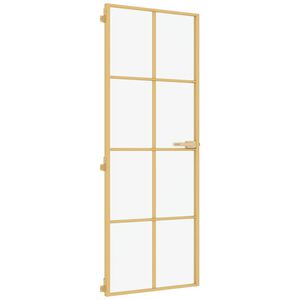 vidaXL Innerd&oslash;r slank gull 76x201,5 cm herdet glass og aluminium