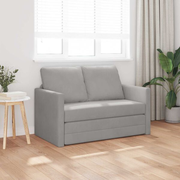 vidaXL Sammenleggbar Sofa seng Lysegr&aring; 122 x 70 x 60 cm Fl&oslash;yel
