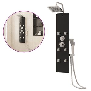 vidaXL Dusjpanel glass 25x47,5x130 cm svart