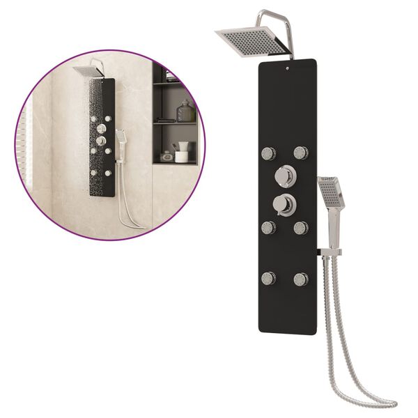 vidaXL Dusjpanel glass 25x47,5x130 cm svart