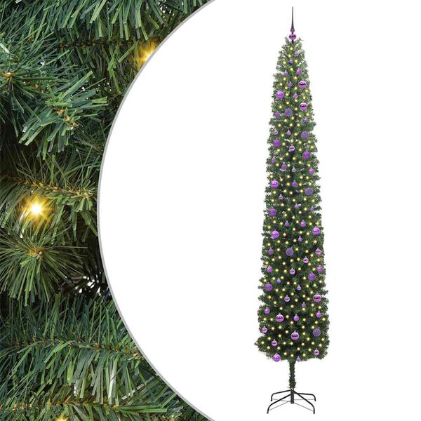 vidaXL Kunstig juletre med 300 LED gr&oslash;nn 270 cm PVC og st&aring;l og plast