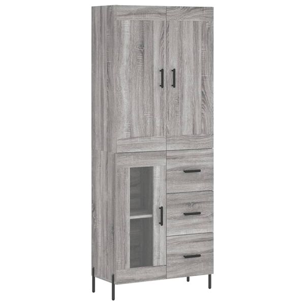 vidaXL Highboard gr&aring; sonoma 69,5x34x180 cm konstruert tre