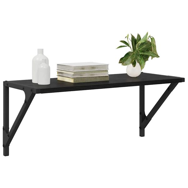 vidaXL Vegghyller 2 pcs Svart Eik 60 x 25 x 25,5 cm Konstruert tre