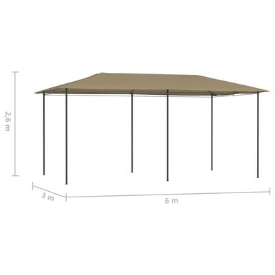 vidaXL Paviljong 3x6x2,6 m gråbrun 160 g/m²