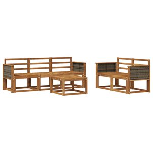 vidaXL Utend&oslash;rs sofa-sett 6 pcs Naturlig Solid akasietre