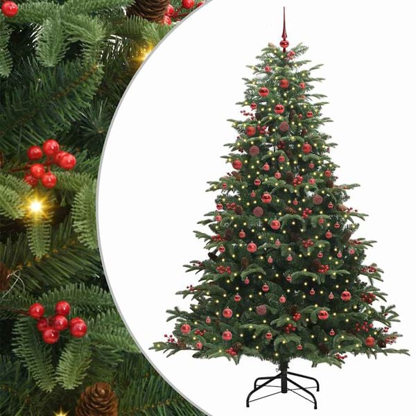 vidaXL Kunstig juletre med 300 LED gr&oslash;nn 210 cm PVC og Metall og Plast