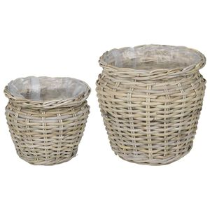 vidaXL Plantekurv med lagring GENDT 2 stk. Naturlig gr&aring; Kubu Rattan