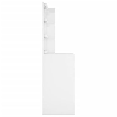 vidaXL Sminkebord med LED høyglans hvit 60x40x140 cm