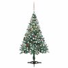 vidaXL Forh&aring;ndsbelyst frostet juletre med kulesett og kongler 150 cm