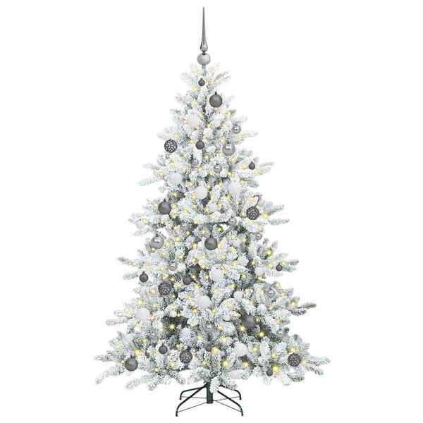 vidaXL Kunstig sammensatt juletre med 300 LED Hvit 180 cm PVC og st&aring;l