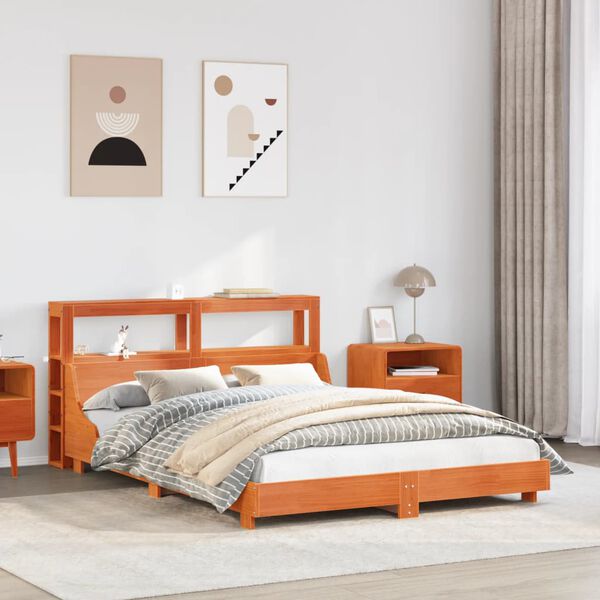 vidaXL Sengeramme uten madrass voksbrun 160x200 cm heltre furu