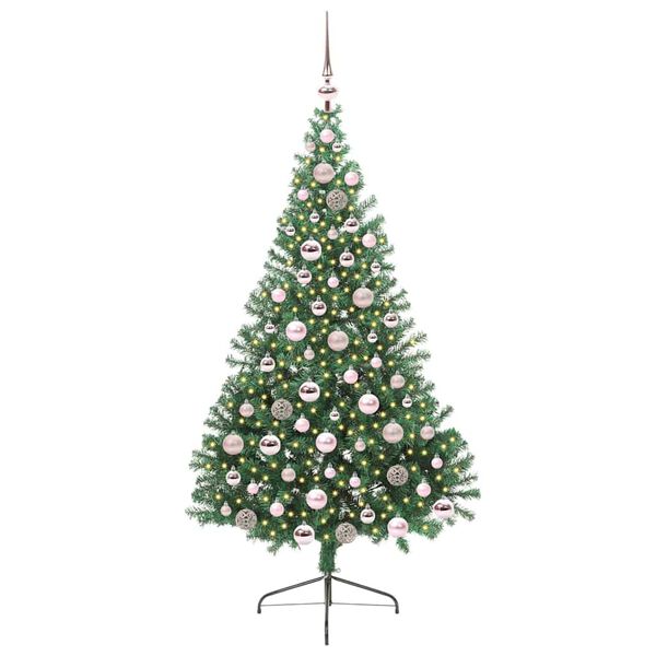 vidaXL Kunstig Forh&aring;ndsopplyst Juletre med 300 LED gr&oslash;nn 180 cm PVC