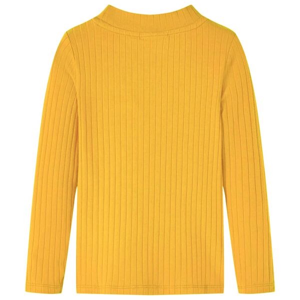 T-skjorte for barn med lange ermer ribbestrikket m&oslash;rkeoker 104