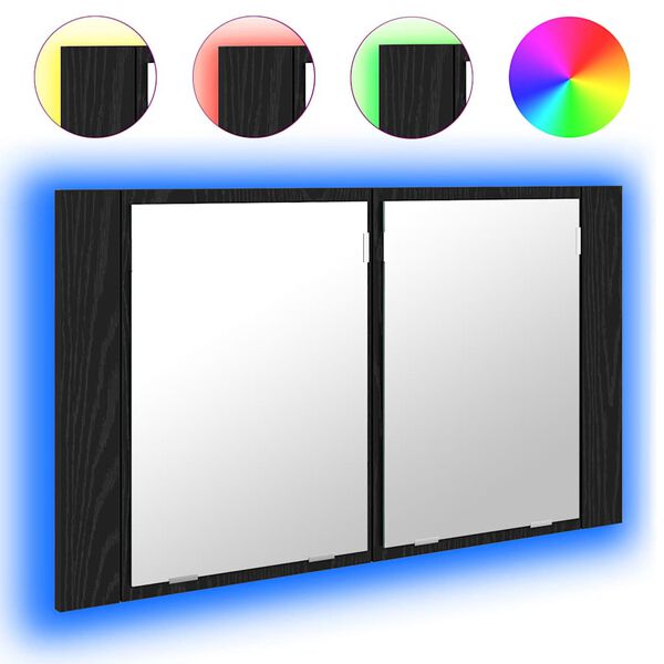 vidaXL Baderomsspeilskap Svart Eik 80 x 12 x 45 cm Konstruert tre