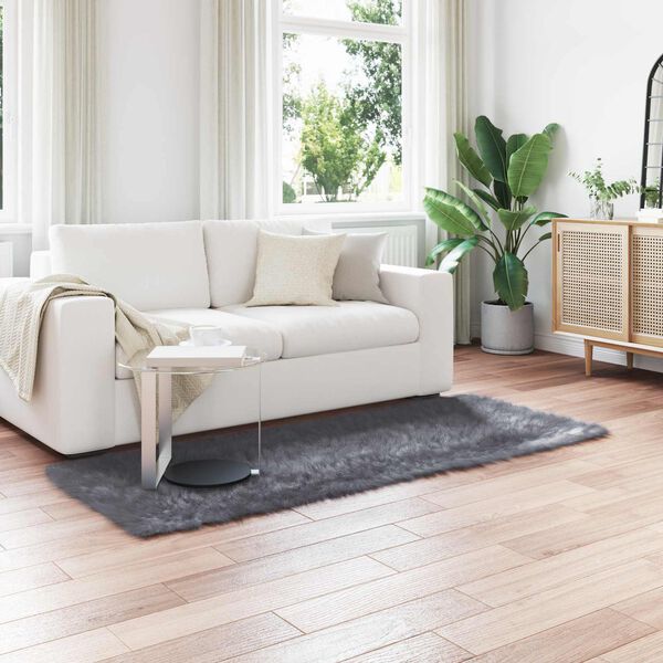 vidaXL Faux Skinnmatte Tafalla Antrasitt 80 x 200 cm Polyester