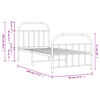 vidaXL Sengeramme i metall med hode- og fotgavl hvit 90x190 cm