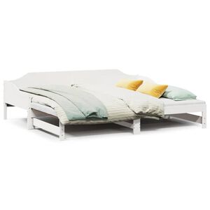 vidaXL Uttrekkbar dagseng hvit 90x190 cm heltre furu