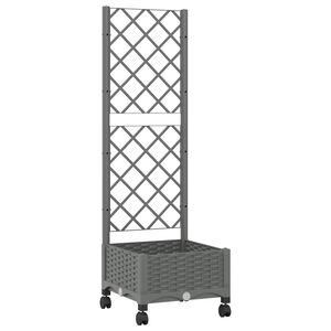 vidaXL Hageplanter med espalier og hjul Lysegr&aring; 40 x 40 x 131,5 cm PP