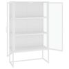 vidaXL Highboard hvit 80x35x135 cm st&aring;l og herdet glass