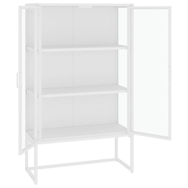 vidaXL Highboard hvit 80x35x135 cm st&aring;l og herdet glass