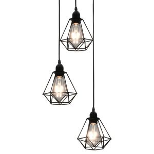 vidaXL Taklampe med diamant-design svart 3 x E27 lysp&aelig;rer