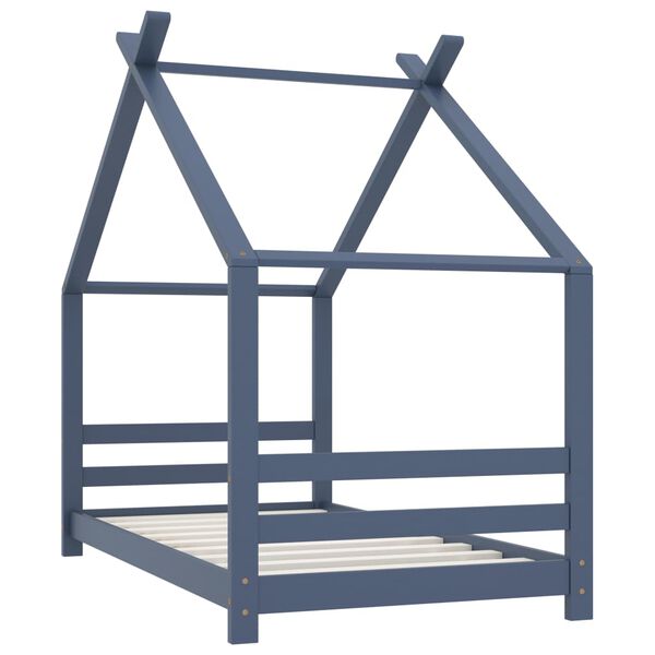 vidaXL Sengeramme for barn heltre furu grå 80x160 cm