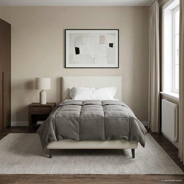 vidaXL Full &aring;r dyne Quilted Lysegr&aring; 155 x 200 cm Mikrofiber