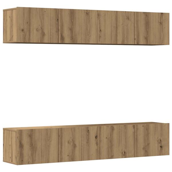 vidaXL Vegghengte TV-benker 4 stk artisan eik konstruert tre