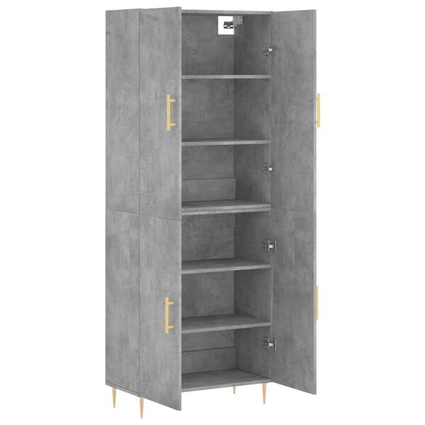 vidaXL Highboard betonggr&aring; 69,5x34x180 cm konstruert tre