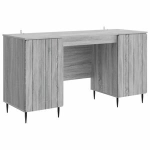 vidaXL Skrivebord med d&oslash;r Gr&aring; sonoma 142,5 x 50 x 75 cm Konstruert tre