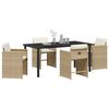 vidaXL Hage Spisegruppe med pute 5 pcs Beige polyrotting